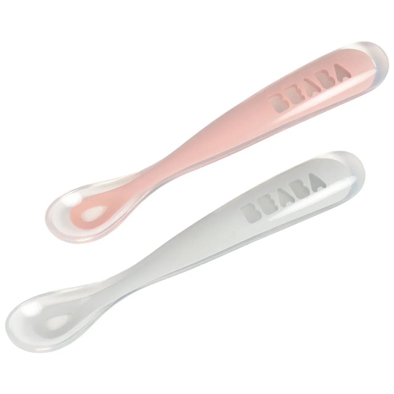 Beaba Silicone Spoon 1st Age Set of 2 + Box - Old Pink