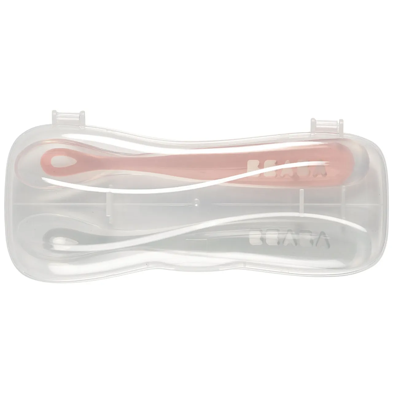Beaba Silicone Spoon 1st Age Set of 2 + Box - Old Pink - Image 2