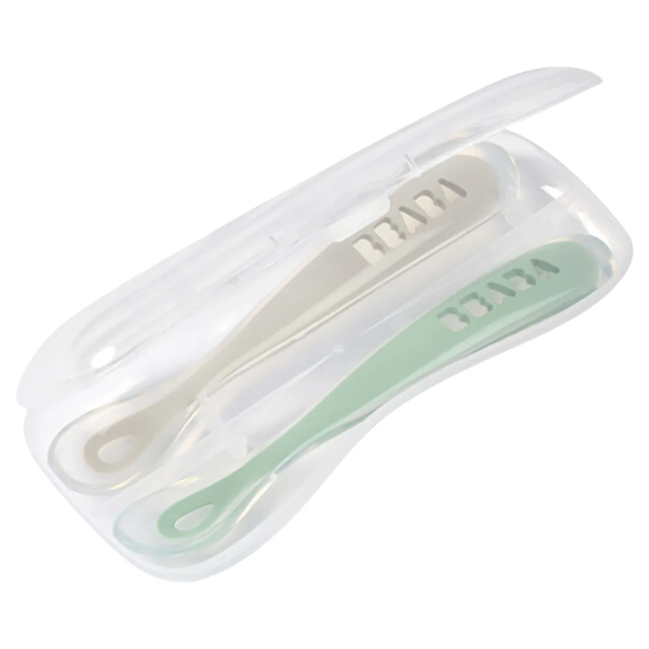 Beaba Silicone Spoon 1st Age Set of 2 + Box - Sage Green - Image 2
