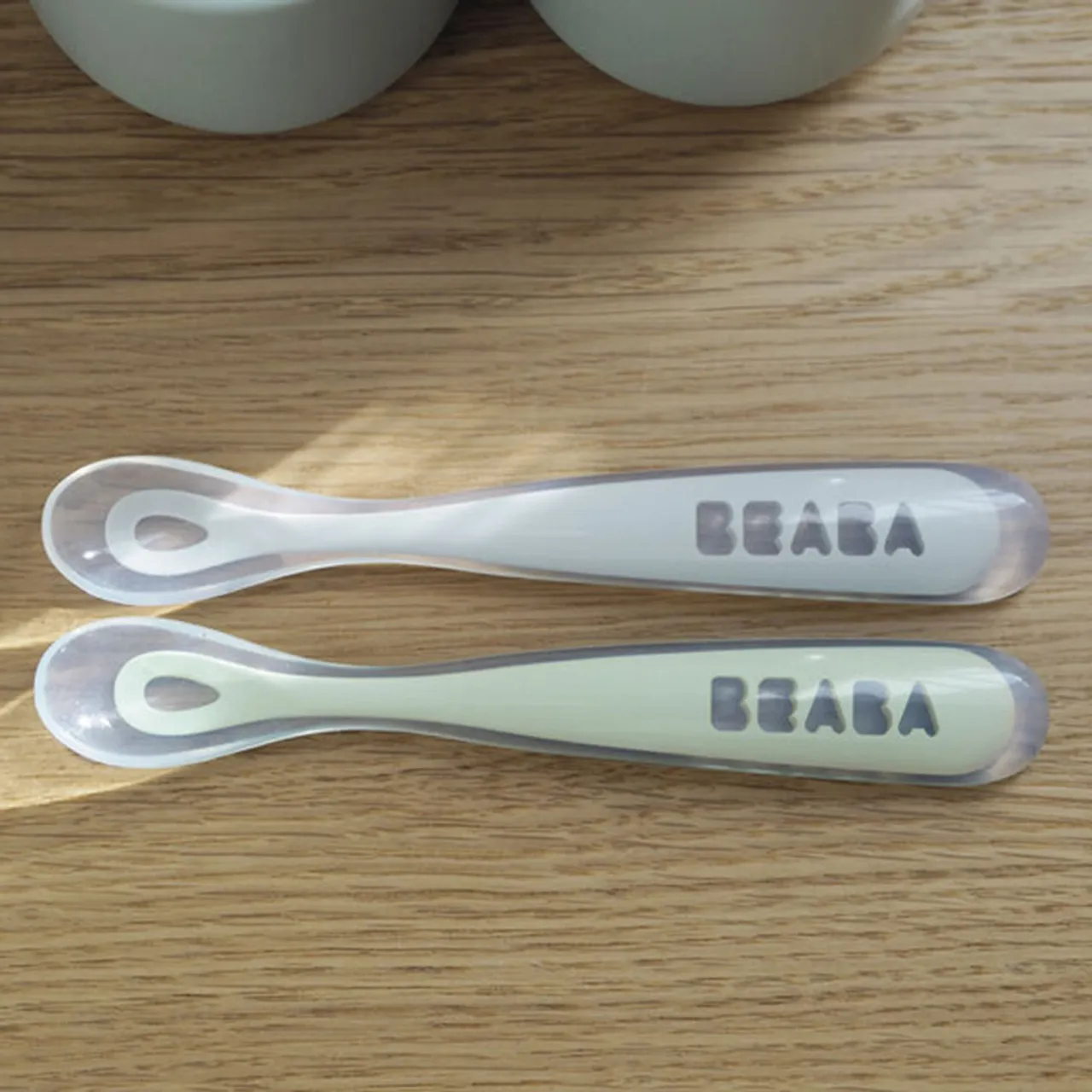 Beaba Silicone Spoon 1st Age Set of 2 + Box - Sage Green - Image 3