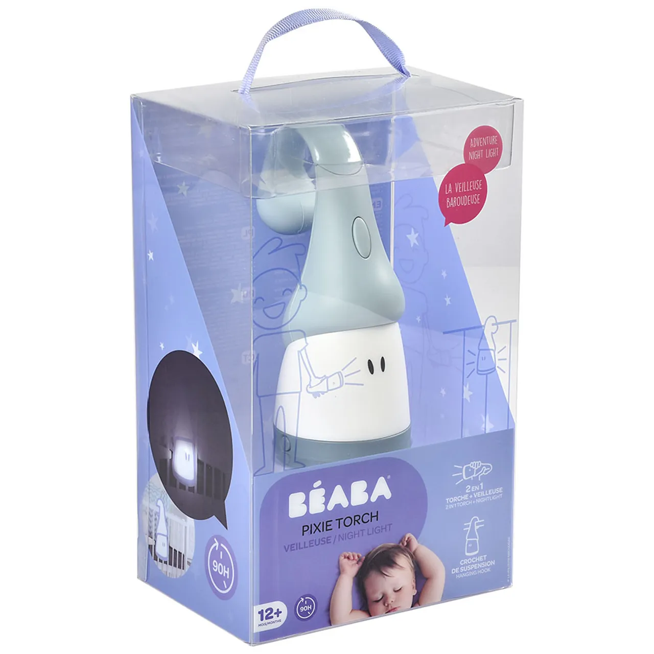 Beaba Pixie Torch 2-in-1 Movable Night Light  - Pearl Blue - Image 2