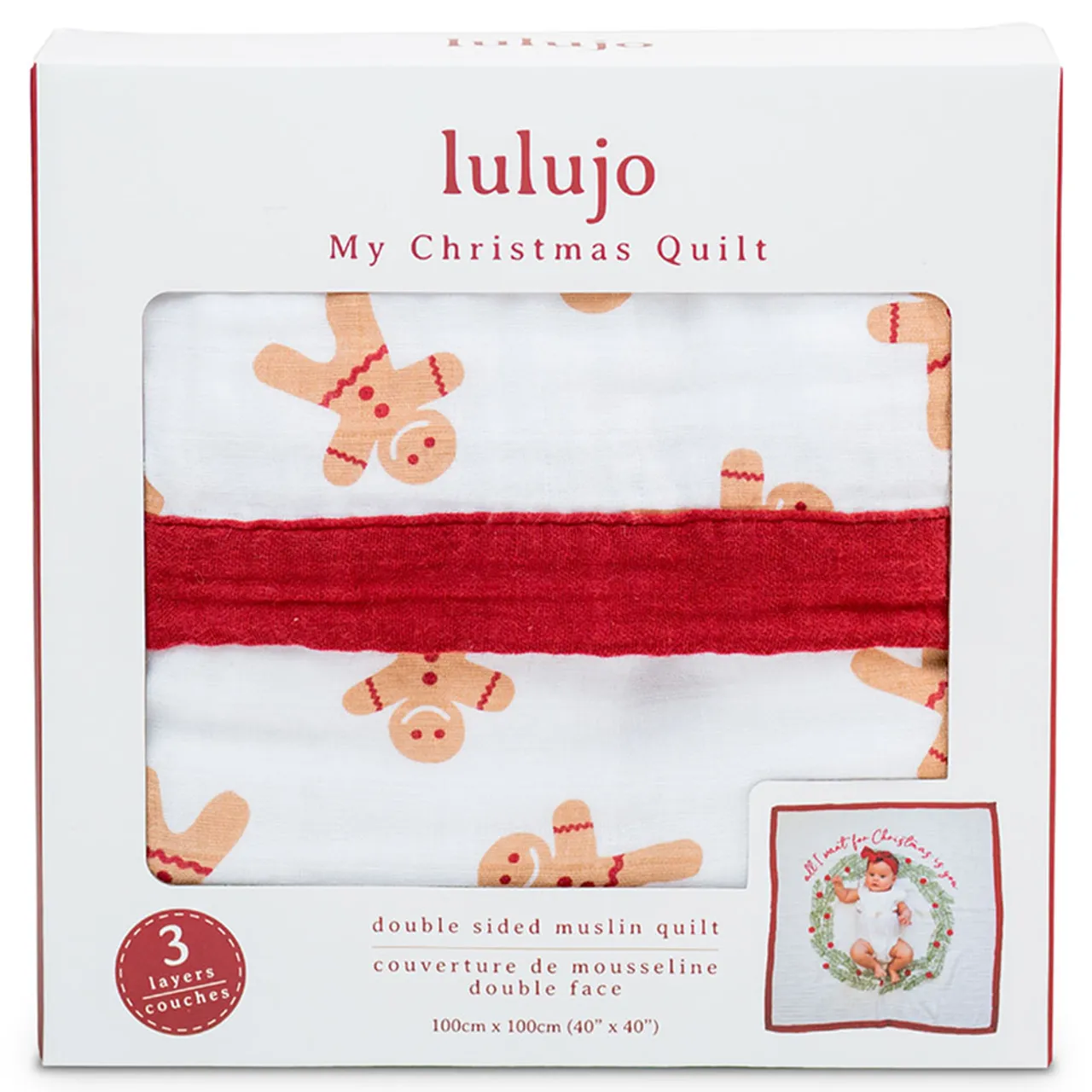 Double sided muslin quilt - Gingerbread Man / Christmas