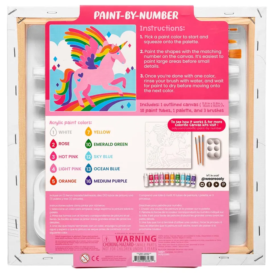 Colorific Canvas Paint by Number Kit - Magic Unicorn - 15 pcs set - Image 3