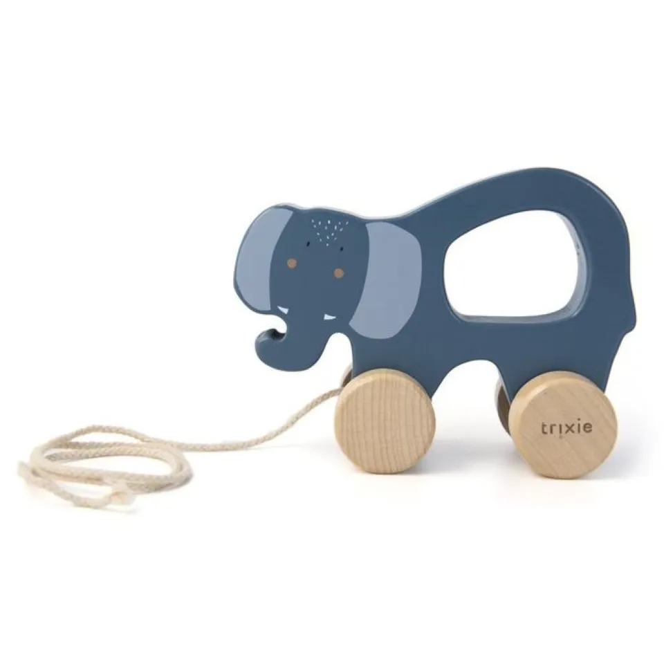 Wooden pull along toy - Mrs. Elephant