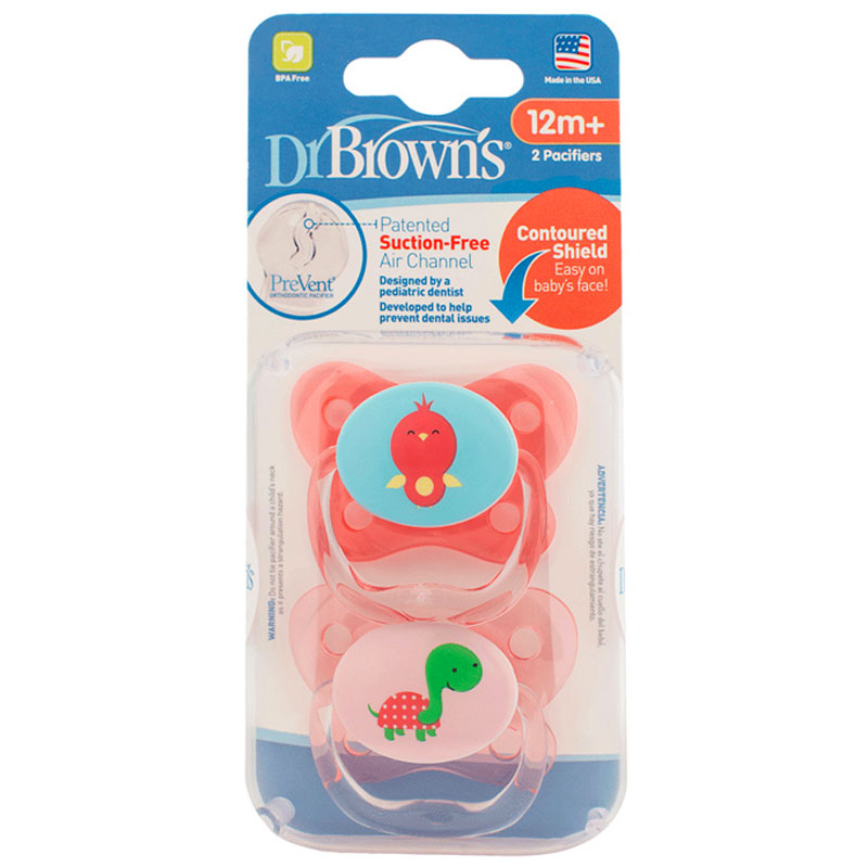 Dr Brown’s 12m+ Pacifiers Suction Free Air Channel Turtle Pink