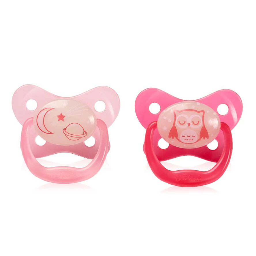 Dr Brown’s 6-12m Glow In The Dark Pacifiers Moon Pink - Image 2