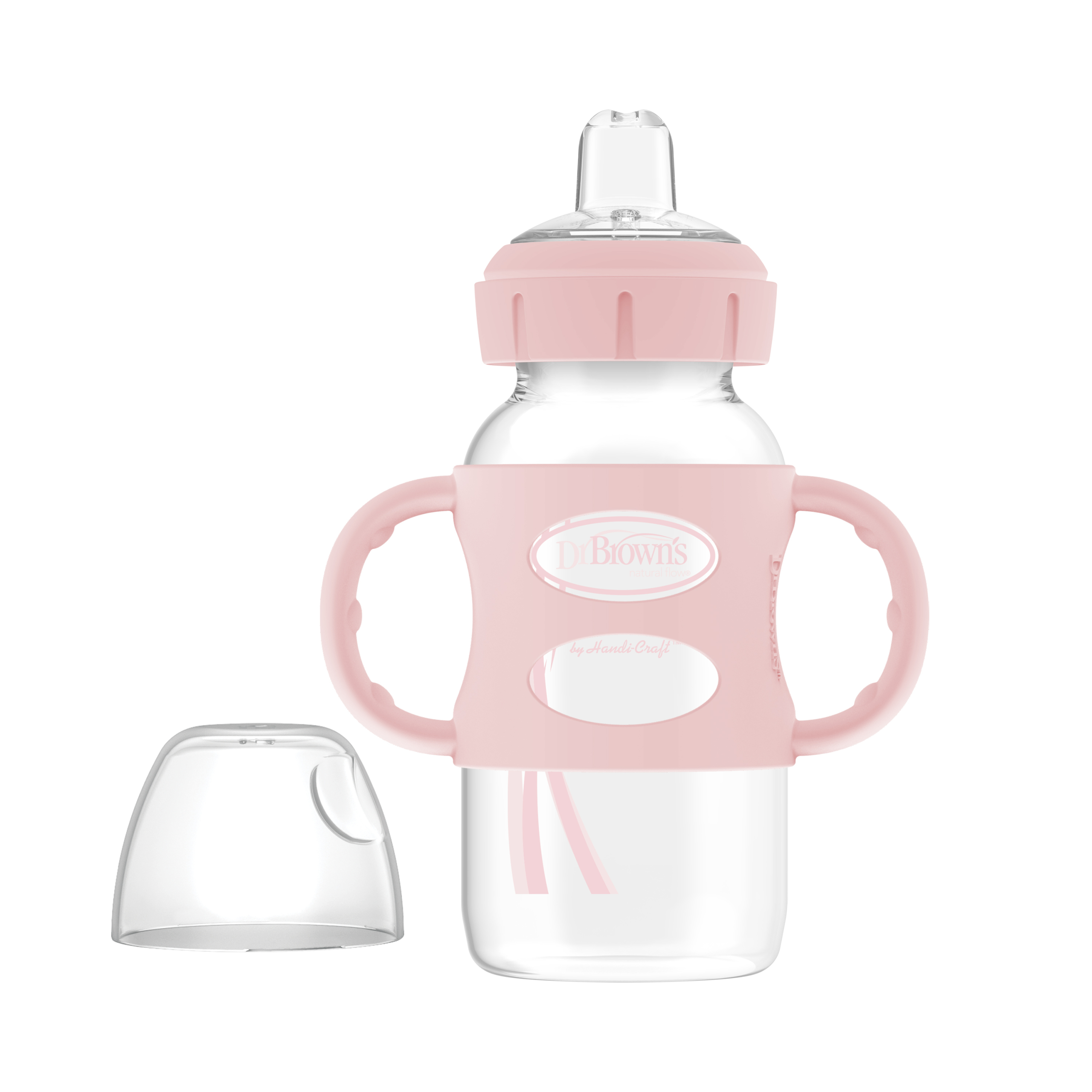 Dr. Brown’s – Milestones™ Wide-Neck Sippy Spout Bottle With Silicone Handles, 9 Oz/270 ML - Pink