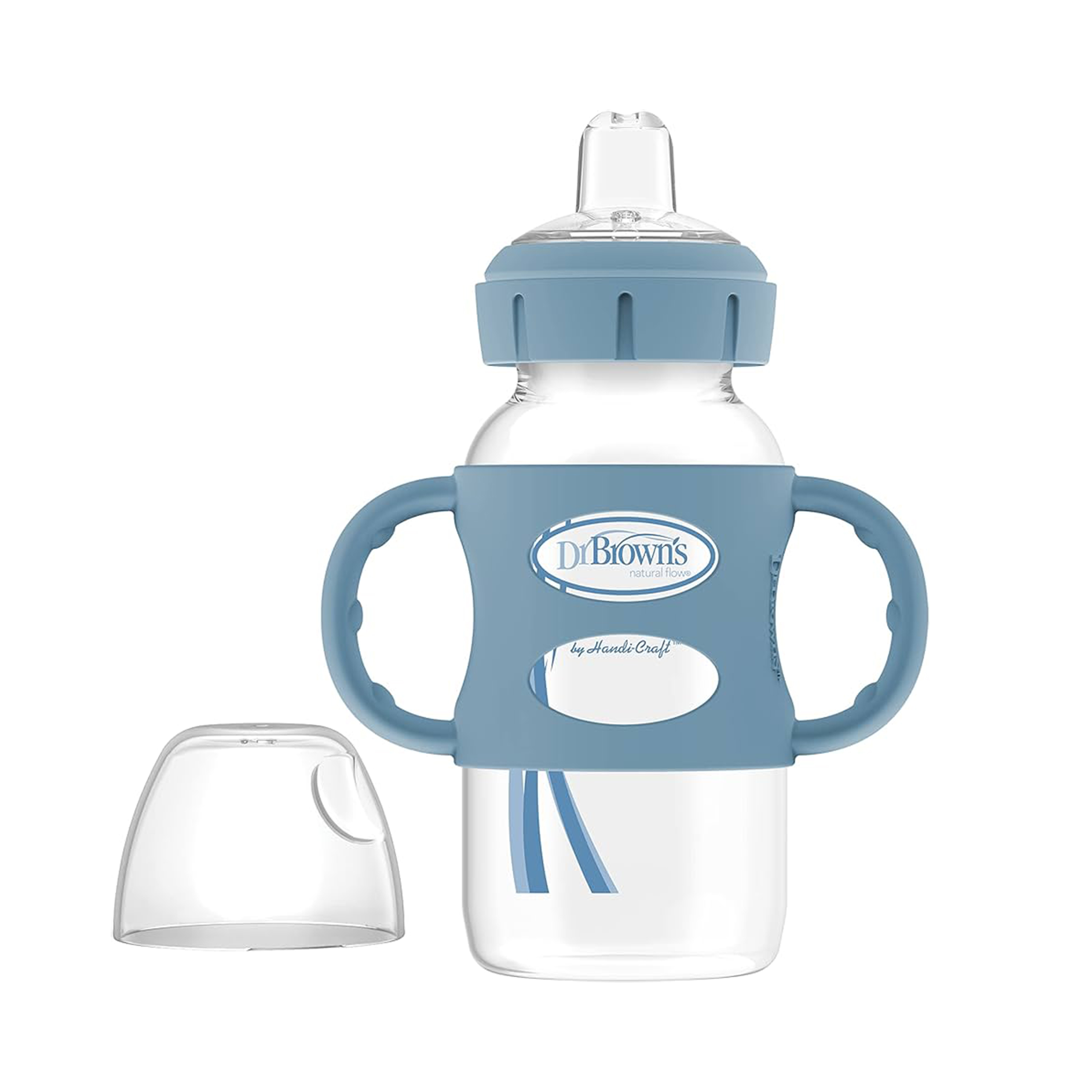 Dr. Brown’s – Milestones™ Wide-Neck Sippy Spout Bottle With Silicone Handles, 9 Oz/270 ML - Blue