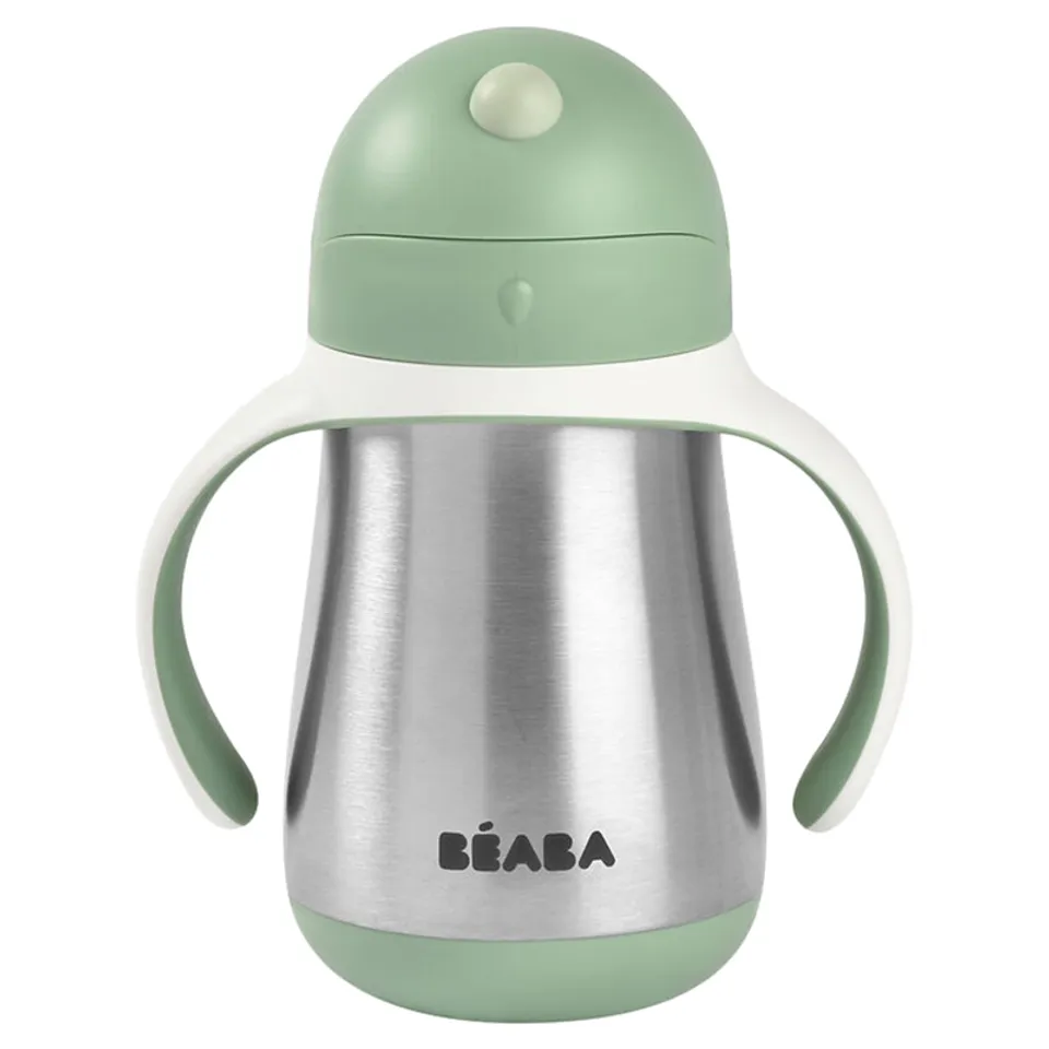 Beaba - Stainless Steel Straw Cup - Sage Green