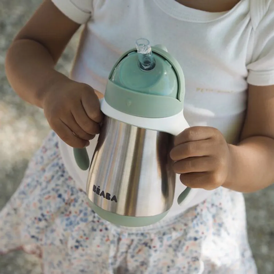 Beaba - Stainless Steel Straw Cup - Sage Green - Image 4