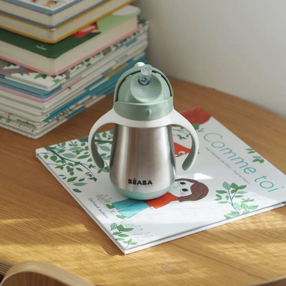 Beaba - Stainless Steel Straw Cup - Sage Green - Image 5