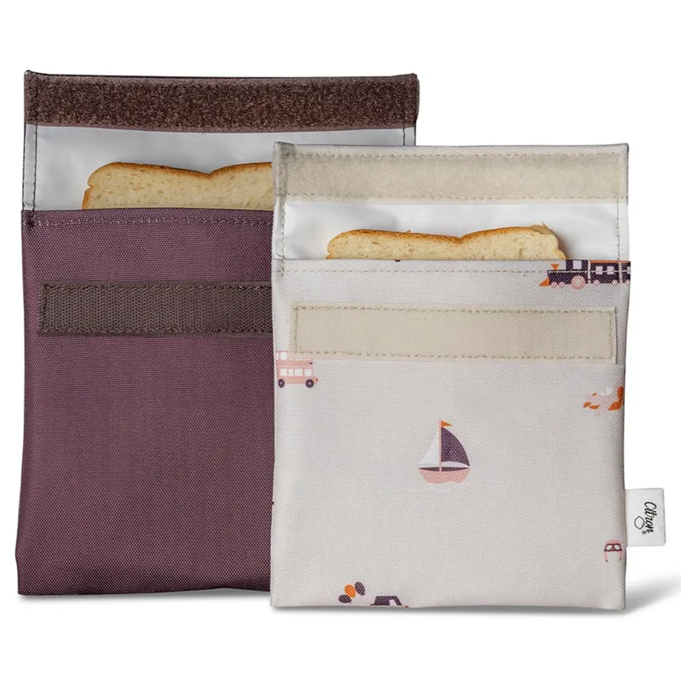Citron Reusable Sandwich Bag Set of 2 Vehicles - Image 2