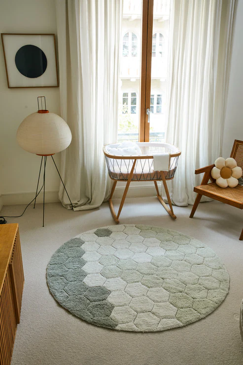Washable rug Round Honeycomb Blue - Image 2