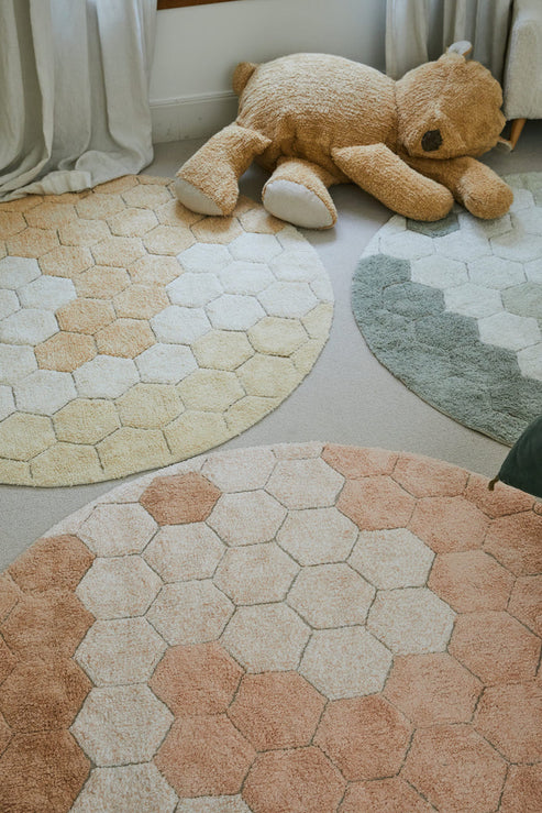 Washable rug Round Honeycomb Blue - Image 3