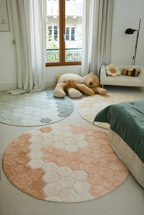 Washable rug Round Honeycomb Blue - Image 4