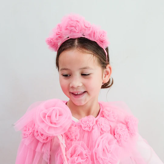 Mimi and Lula Pink Ruffle Flower Headdress - Image 2